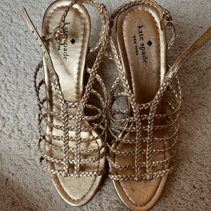 Kate spade gold wedges